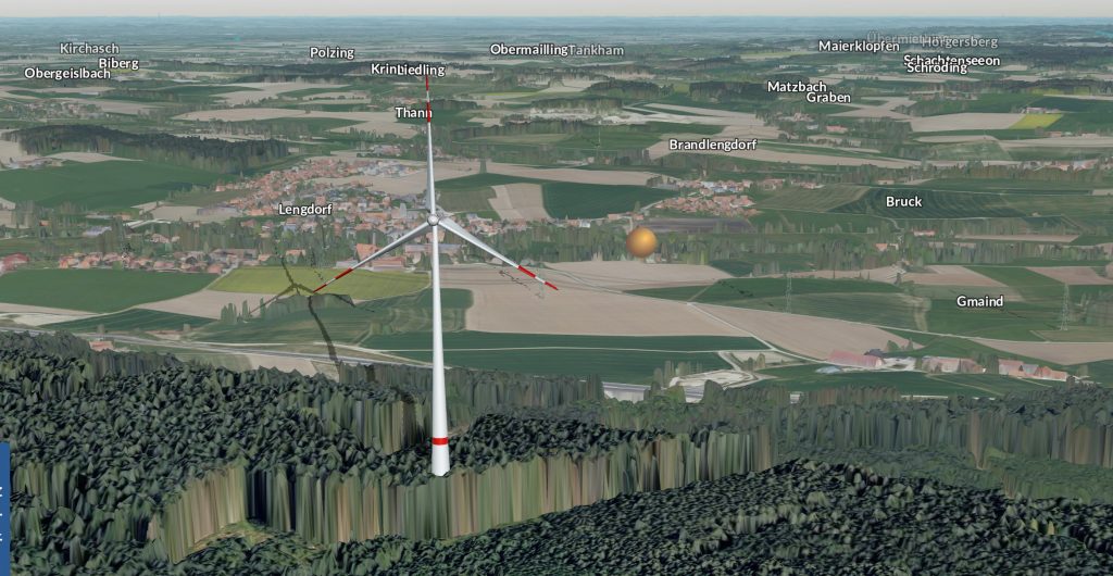Sumulation Windanlage über Lengdorf